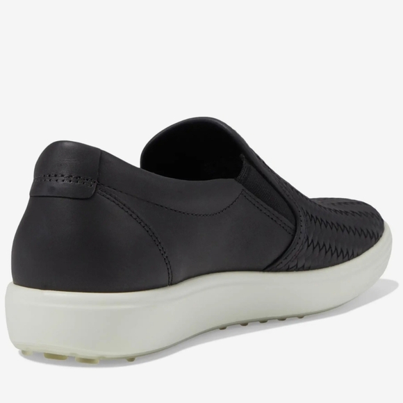 Ecco $175 soft Black woven Cow Leather cushioned slip-on loafers shoes - Picture 4 of 11